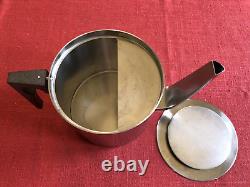 Vintage STELTON Stainless CYLINDA Teapot, Creamer & Sugar DENMARK