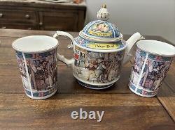 Vintage Sadler Oliver Twist Charles Dickens Teapot And 2 Cups