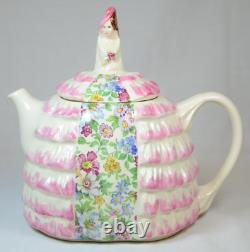 Vintage Sadler Teapot YE DAINTEE LADYEE Pink Dress w Floral Chintz Inset (BAY)