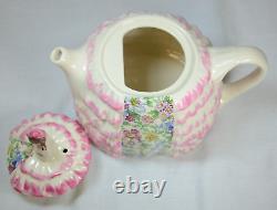 Vintage Sadler Teapot YE DAINTEE LADYEE Pink Dress w Floral Chintz Inset (BAY)