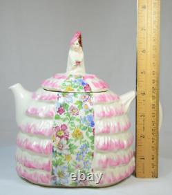 Vintage Sadler Teapot YE DAINTEE LADYEE Pink Dress w Floral Chintz Inset (BAY)
