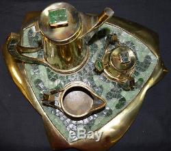 Vintage Salvador Mexican Brass 4 Pc Coffee Set