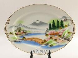 Vintage Scenic Oriental China Serving Set, Teapot, Creamer, Sugar, Platter CA179