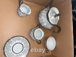 Vintage Schirnding Bavaria Porcelain Tea Set. Service of Six. Teapot and Creamer