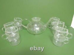 Vintage Schott & Gen Mainz Jena Glass teapot with 12 glass cups