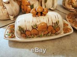 Vintage Set Arnels Mushroom Carafe Teapot Mugs Butter Dish Gravy Boat RARE