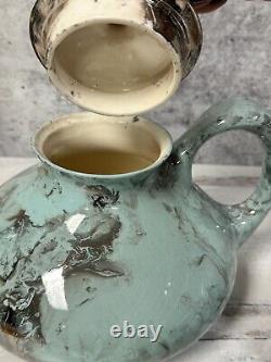 Vintage Set Sascha Brastoff Surf Ballet Turquoise Silver Tea Pot Creamer Sugar