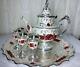 Vintage Set Tea Turkish Cups Home Decor With Withpot 6 Cups Teapots White And Red