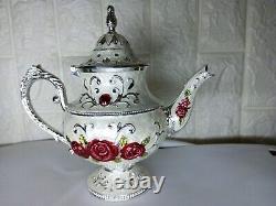 Vintage Set Tea Turkish Cups Home Decor with WithPot 6 Cups Teapots White and red