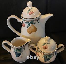 Vintage Set of One Tea Kettle with Lid 10 x 9, Sugar & Creamer with Lid