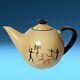 Vintage Sgrafitto Art Pottery 9-pc Tea Set Teapot Sugar Creamer Teacups Saucers
