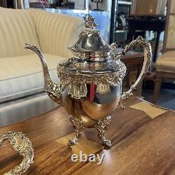 Vintage Sheridan Silver on Copper 7pc Silver Plated Tea Set Tray 3 Pots Creamer