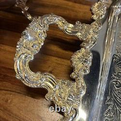 Vintage Sheridan Silver on Copper 7pc Silver Plated Tea Set Tray 3 Pots Creamer
