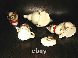 Vintage Siamese Cat Teapot Sugar Creamer Set Kittens Made in Japan Art Pottery