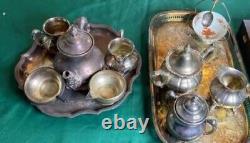 Vintage Silver Plated Tea Set And Sugar Bowl With Spoon Plus Extras