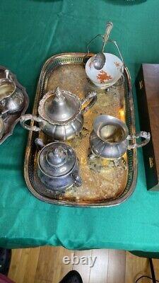 Vintage Silver Plated Tea Set And Sugar Bowl With Spoon Plus Extras