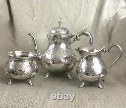 Vintage Silver Plated Tea Set Teapot Sugar Bowl Jug Ornate Harrods