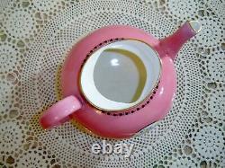 Vintage Spode Copelands England Pink Teapot with 4 Cups and Saucers