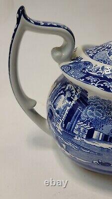 Vintage Spode Made In England Blue Italian Tea Pot Sugar Bowl and Creamer