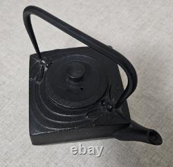 Vintage Square Japanese Cast Iron Tea Kettle Tea Pot 4 Pieces Dragonfly