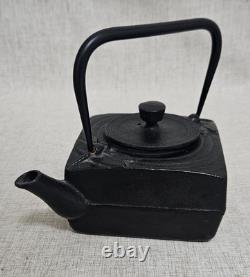 Vintage Square Japanese Cast Iron Tea Kettle Tea Pot 4 Pieces Dragonfly
