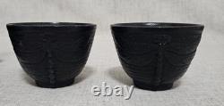 Vintage Square Japanese Cast Iron Tea Kettle Tea Pot 4 Pieces Dragonfly