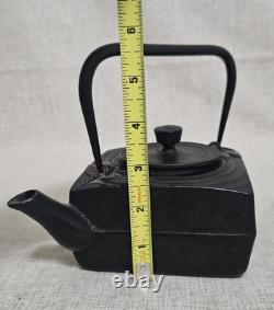 Vintage Square Japanese Cast Iron Tea Kettle Tea Pot 4 Pieces Dragonfly