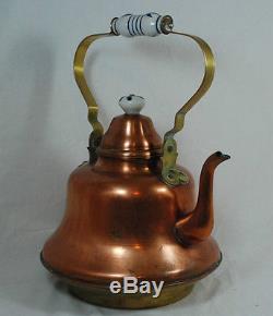 Vintage Style HUGE 16 Tall Copper Plated Tea Pot Kettle with Ceramic Grip Handle