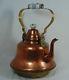 Vintage Style Huge 16 Tall Copper Plated Tea Pot Kettle With Ceramic Grip Handle