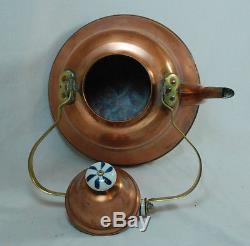 Vintage Style HUGE 16 Tall Copper Plated Tea Pot Kettle with Ceramic Grip Handle