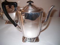 Vintage Stylish Art Deco Epns Silver Plate Tea Set Teapot Coffee Pot