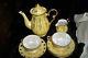 Vintage Tea /coffee Pot Set Pierced Gilded Iridescent Pearlized Porcelain 9pcs