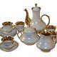 Vintage Tea Service Set Teapot Sugar Creamer Cups Saucers Iridescent Pearlized