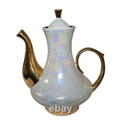 Vintage Tea Service Set Teapot Sugar Creamer Cups Saucers Iridescent Pearlized