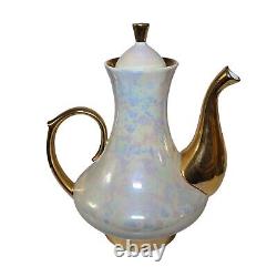 Vintage Tea Service Set Teapot Sugar Creamer Cups Saucers Iridescent Pearlized
