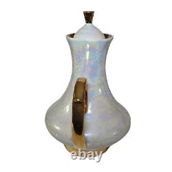 Vintage Tea Service Set Teapot Sugar Creamer Cups Saucers Iridescent Pearlized