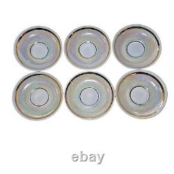 Vintage Tea Service Set Teapot Sugar Creamer Cups Saucers Iridescent Pearlized