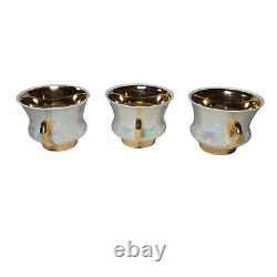 Vintage Tea Service Set Teapot Sugar Creamer Cups Saucers Iridescent Pearlized