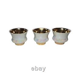 Vintage Tea Service Set Teapot Sugar Creamer Cups Saucers Iridescent Pearlized