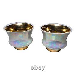 Vintage Tea Service Set Teapot Sugar Creamer Cups Saucers Iridescent Pearlized