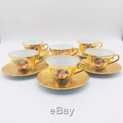 Vintage Tea Set Gold Plated Bareuther Waldsassen Bavaria Germany Demitasse Set