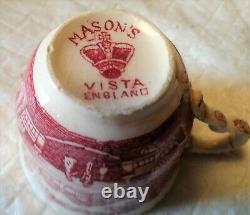 Vintage Tea Set, Mason's Vista Ironstone Square Tea Pot, Cups, Saucers, England