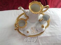 Vintage Teapot Tray Cup Set 4 piece Evelyn C Drinkard Porcelain Unique