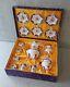 Vintage Tiger Yeti Porcelain Gold Gilt Decorative Tea Set Service 6 With Case