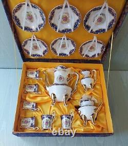 Vintage Tiger Yeti Porcelain Gold Gilt Decorative Tea Set Service 6 With Case