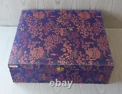 Vintage Tiger Yeti Porcelain Gold Gilt Decorative Tea Set Service 6 With Case