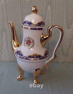 Vintage Tiger Yeti Porcelain Gold Gilt Decorative Tea Set Service 6 With Case