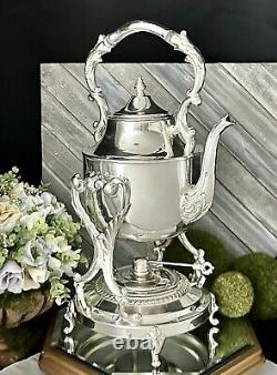 Vintage Tilting Tea Pot Silver Plated Coffee Pot with Warmer Silver Tea Serving