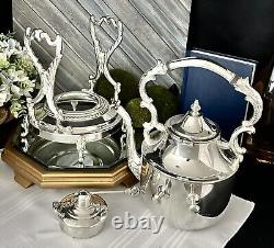 Vintage Tilting Tea Pot Silver Plated Coffee Pot with Warmer Silver Tea Serving