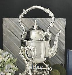 Vintage Tilting Tea Pot Silver Plated Coffee Pot with Warmer Silver Tea Serving